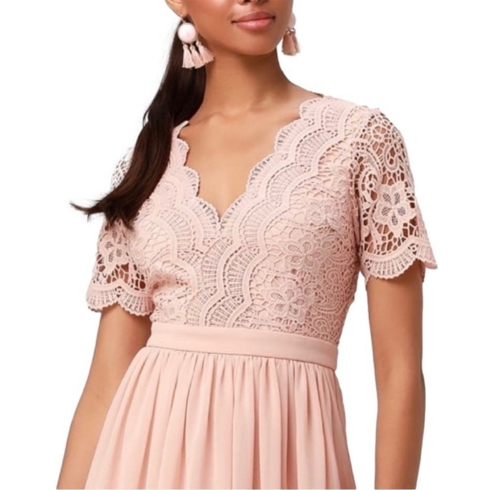 Lulus Blush Lace Skater Dress, M - Picture 2 of 14